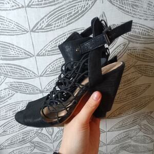 Vince Camuto Caged Ankle Booties Black Gladiator Heel